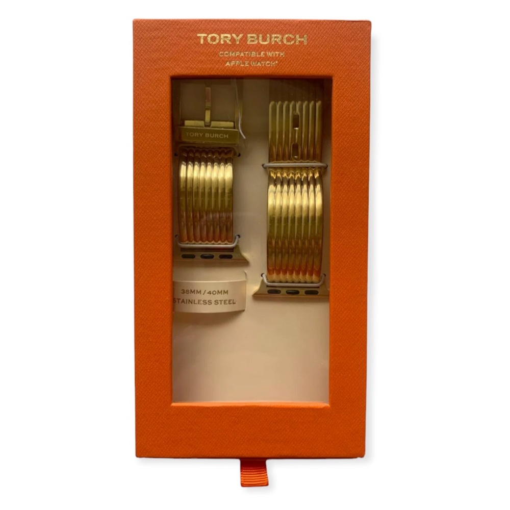 Tory Burch Goldtone Stainless Steel Apple Watch Strap